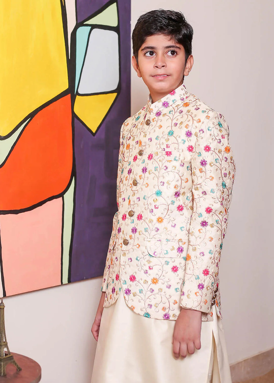 Real Image Jamawar Formal Boys Fancy Prince Coat - OKPC-017