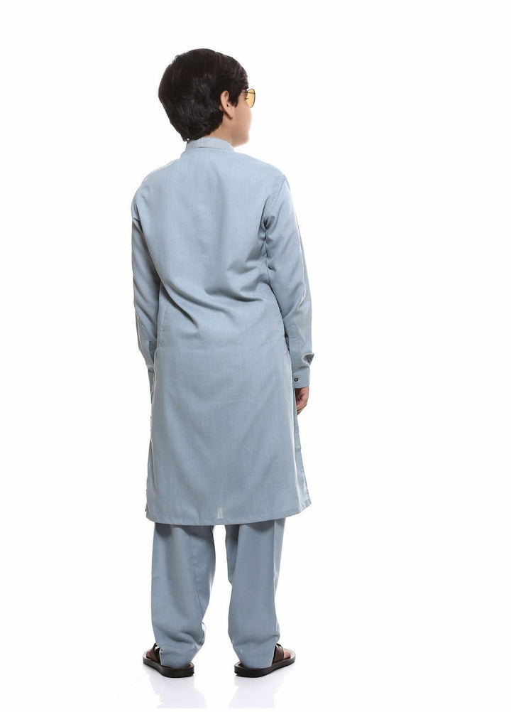 Real Image Wash N Wear Formal Kameez Shalwar for Boys -  22ks002-Sea Green