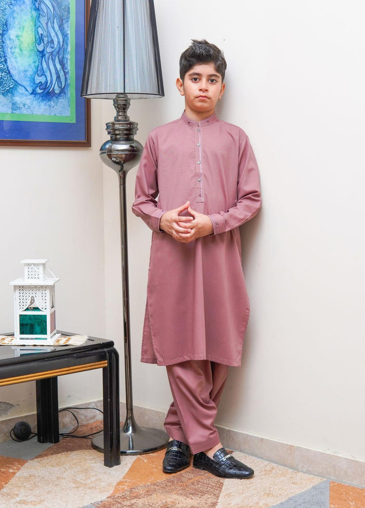 Real Image Wash N Wear Regular Fit Kurta Shalwar for Kids -  KS-022 Brown