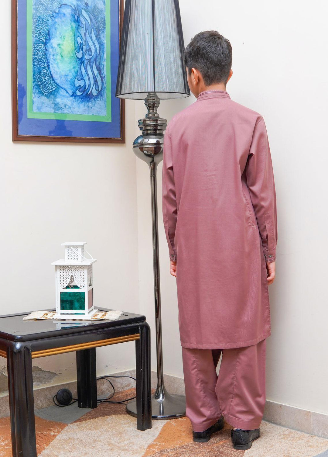 Real Image Wash N Wear Regular Fit Kurta Shalwar for Kids -  KS-022 Brown