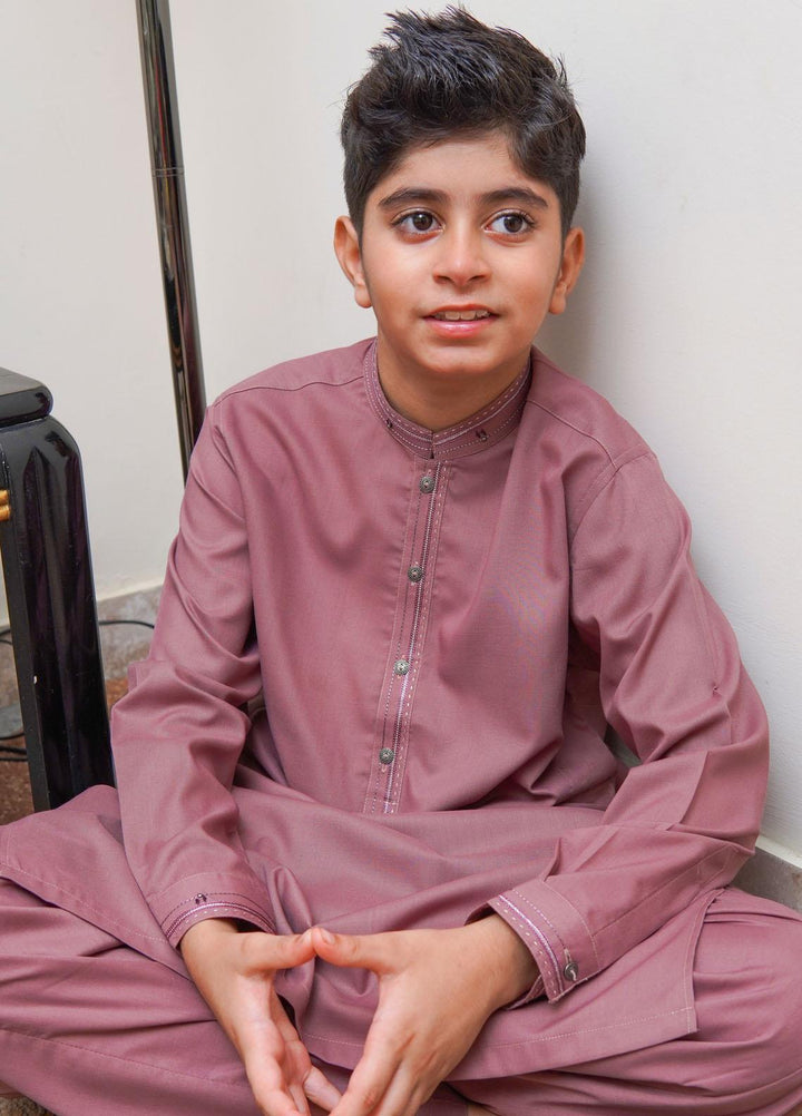 Real Image Wash N Wear Regular Fit Kurta Shalwar for Kids -  KS-022 Brown