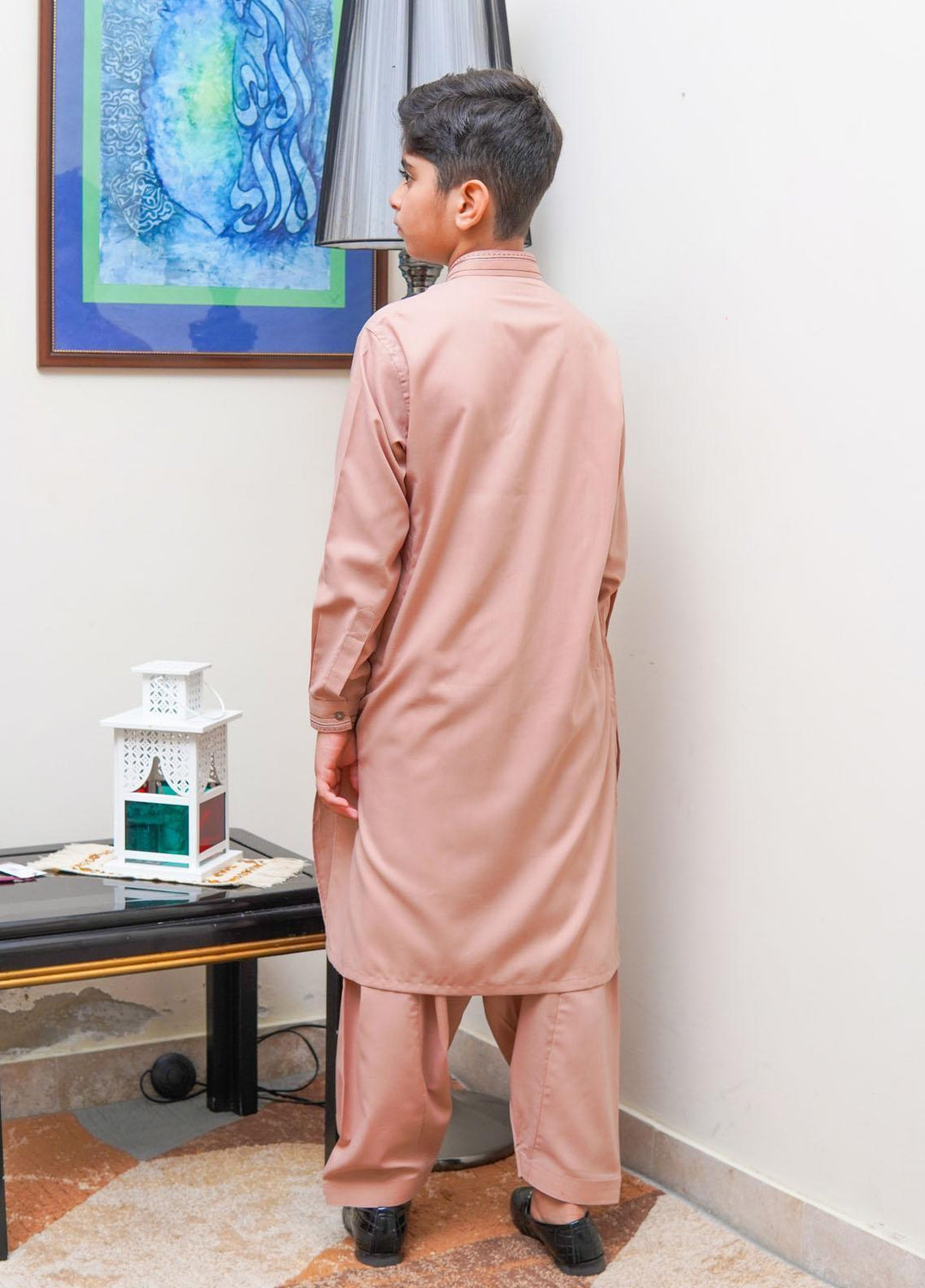 Real Image Wash N Wear Regular Fit Kurta Shalwar for Kids -  KS-022 LT Brown