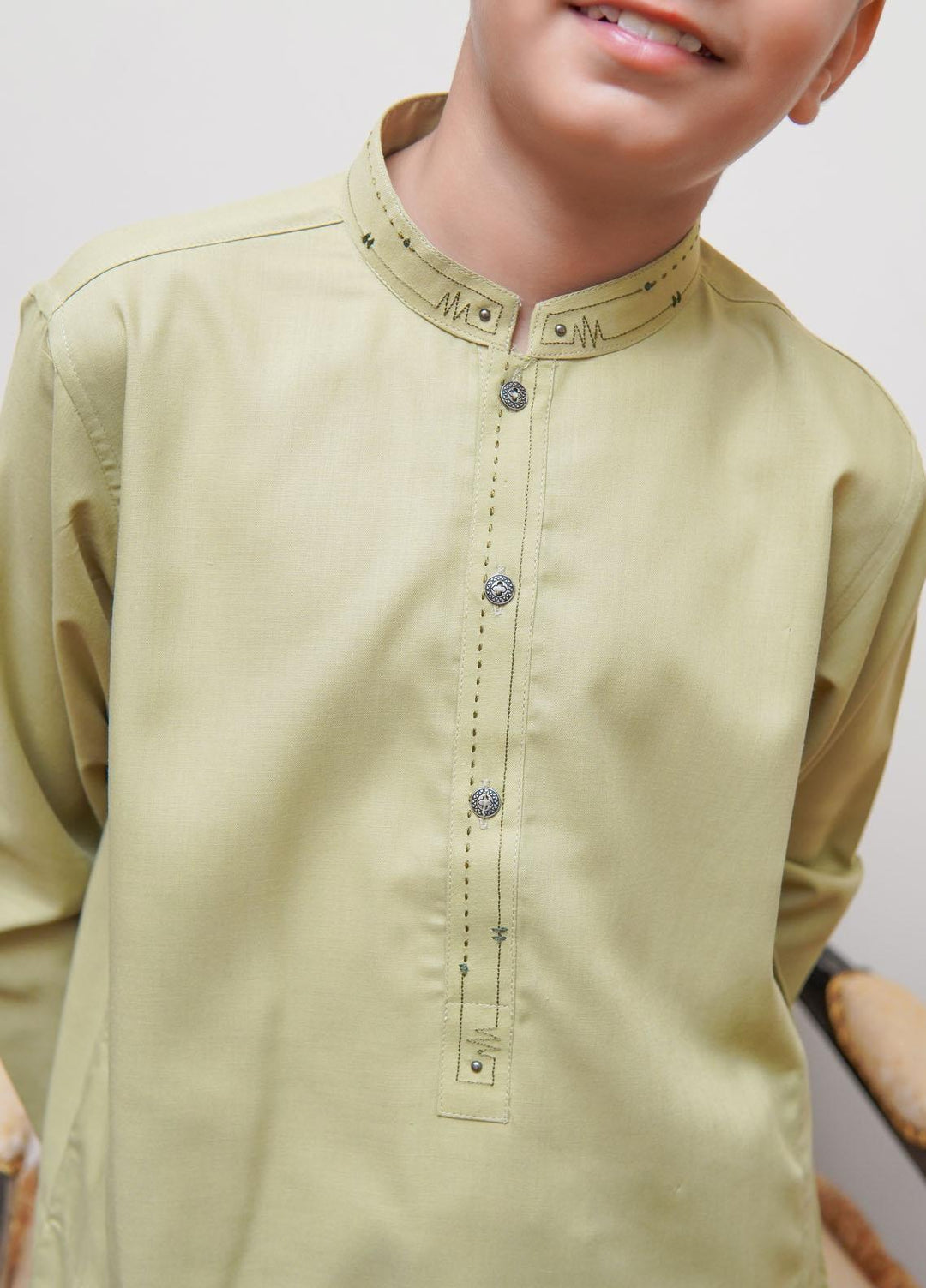 Real Image Wash N Wear Regular Fit Kurta Shalwar for Kids -  KS-021 LT Green