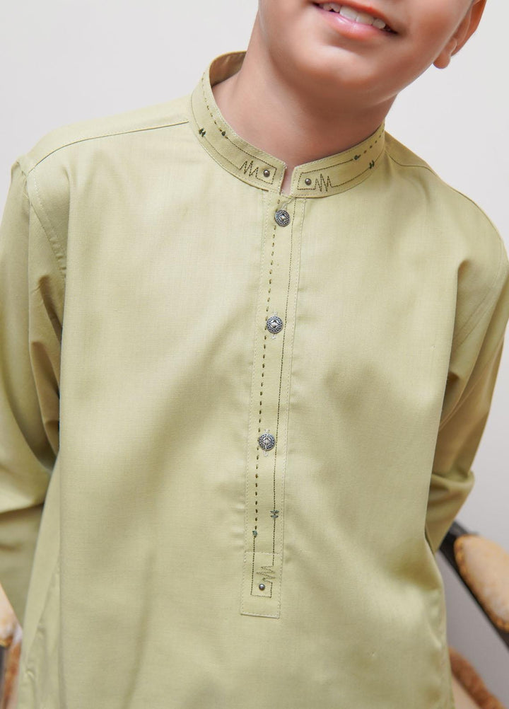 Real Image Wash N Wear Regular Fit Kurta Shalwar for Kids -  KS-021 LT Green