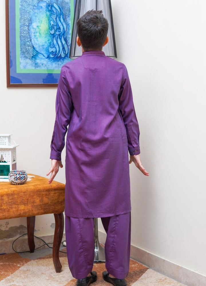 Real Image Wash N Wear Regular Fit Kurta Shalwar for Kids -  KS-023 Purple
