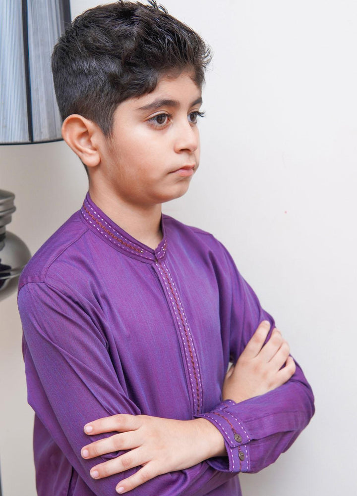 Real Image Wash N Wear Regular Fit Kurta Shalwar for Kids -  KS-023 Purple