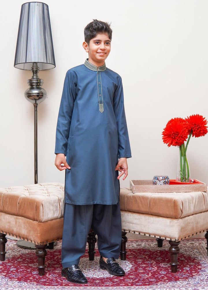 Real Image Wash N Wear Slim Fit Kurta Shalwar for Kids -  KS-016 Slim Fit Green