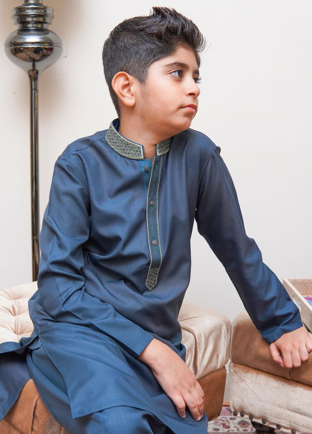 Real Image Wash N Wear Slim Fit Kurta Shalwar for Kids -  KS-016 Slim Fit Green