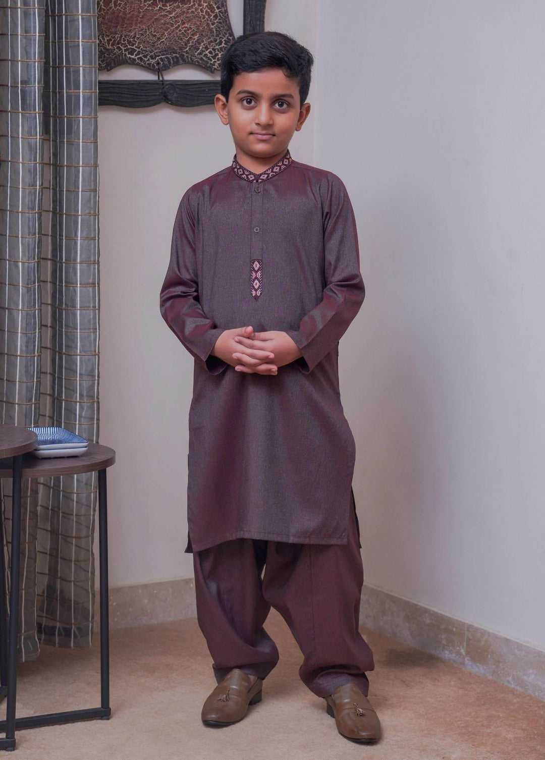 Real Image  Formal Kameez Shalwar for Boys -  KS-024 Brown