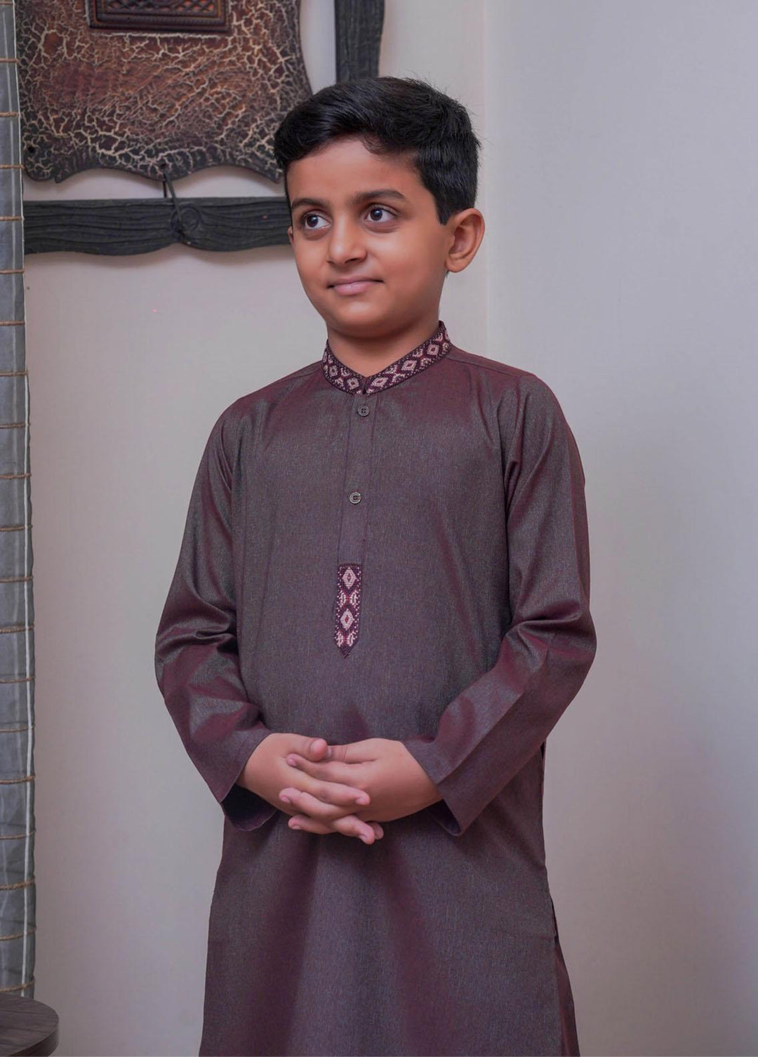 Real Image  Formal Kameez Shalwar for Boys -  KS-024 Brown