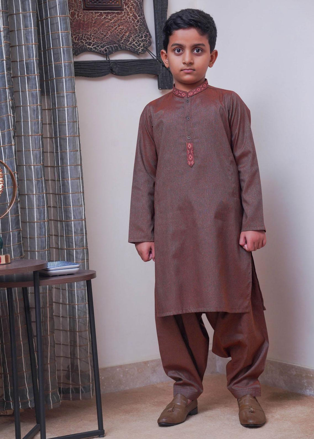 Real Image  Formal Boys Kameez Shalwar -  KS-024 Copper