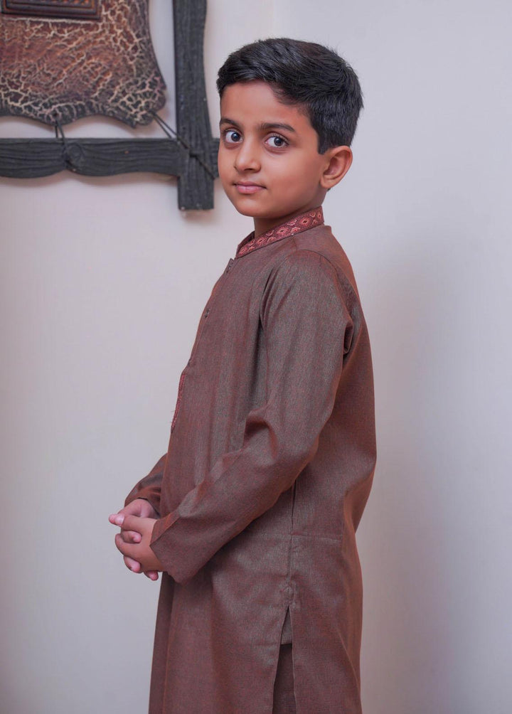 Real Image  Formal Boys Kameez Shalwar -  KS-024 Copper