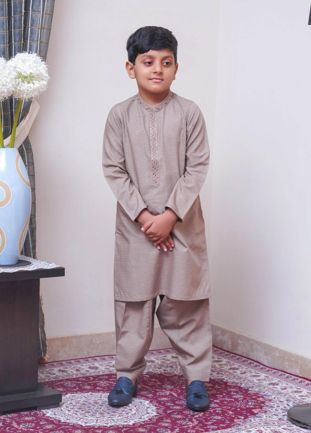 Real Image  Formal Boys Kameez Shalwar -  KS-025 Brown