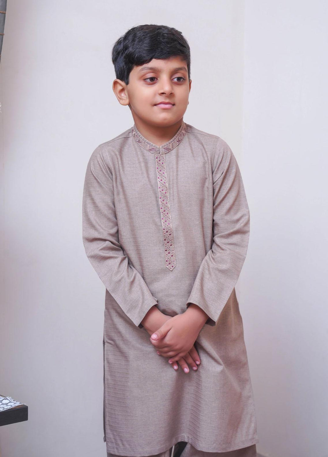 Real Image  Formal Boys Kameez Shalwar -  KS-025 Brown