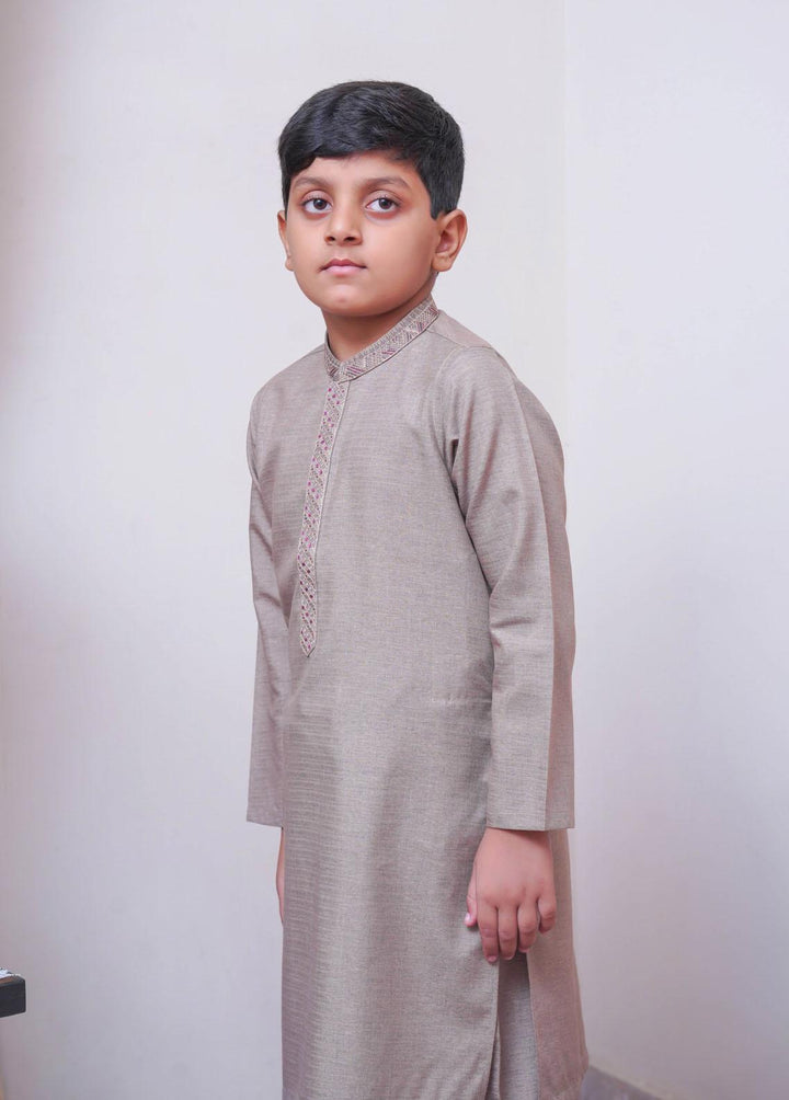 Real Image  Formal Boys Kameez Shalwar -  KS-025 Brown