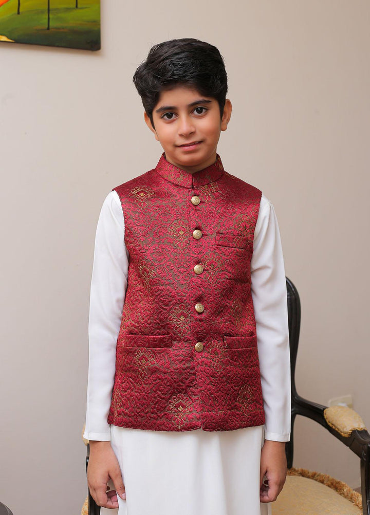 Real Image Missouri Smart Fit Waistcoat for Kids -  OKW-001 Maroon