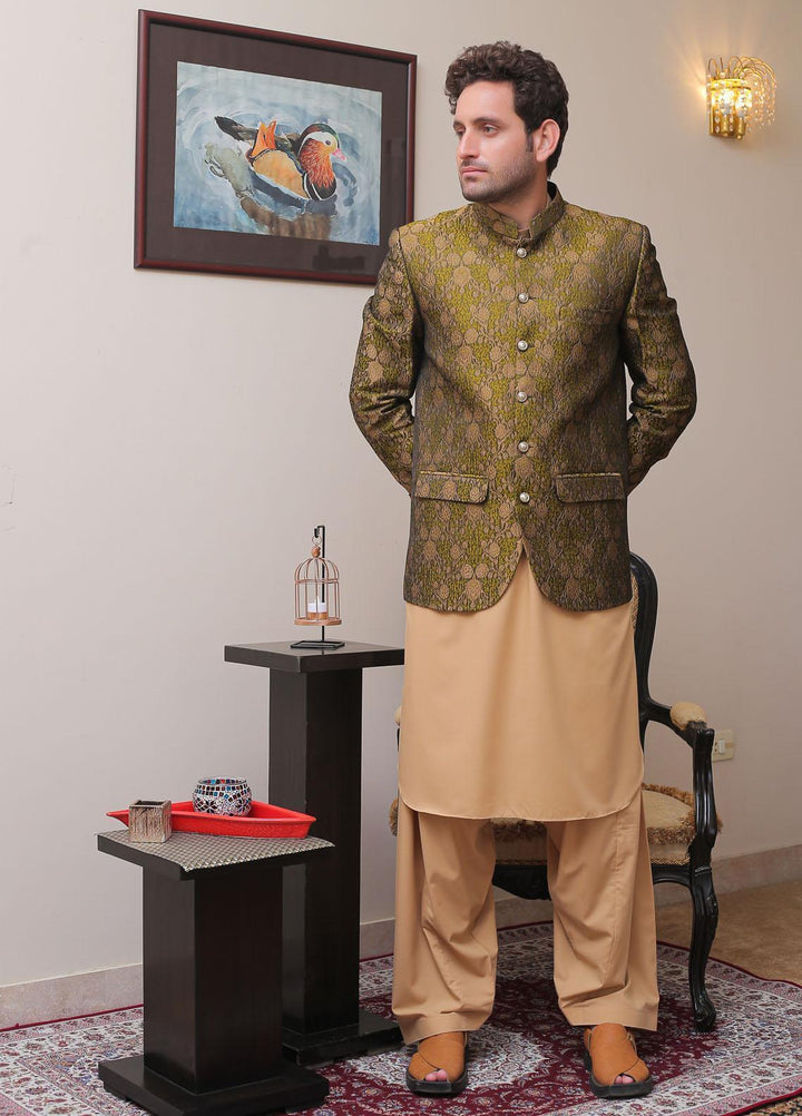 Real Image Jamawar Formal Prince Coat for Men -  OPC - 006 Green