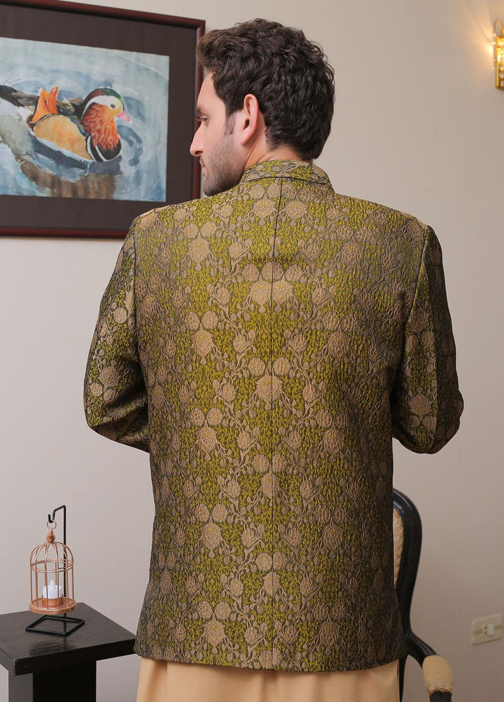 Real Image Jamawar Formal Prince Coat for Men -  OPC - 006 Green