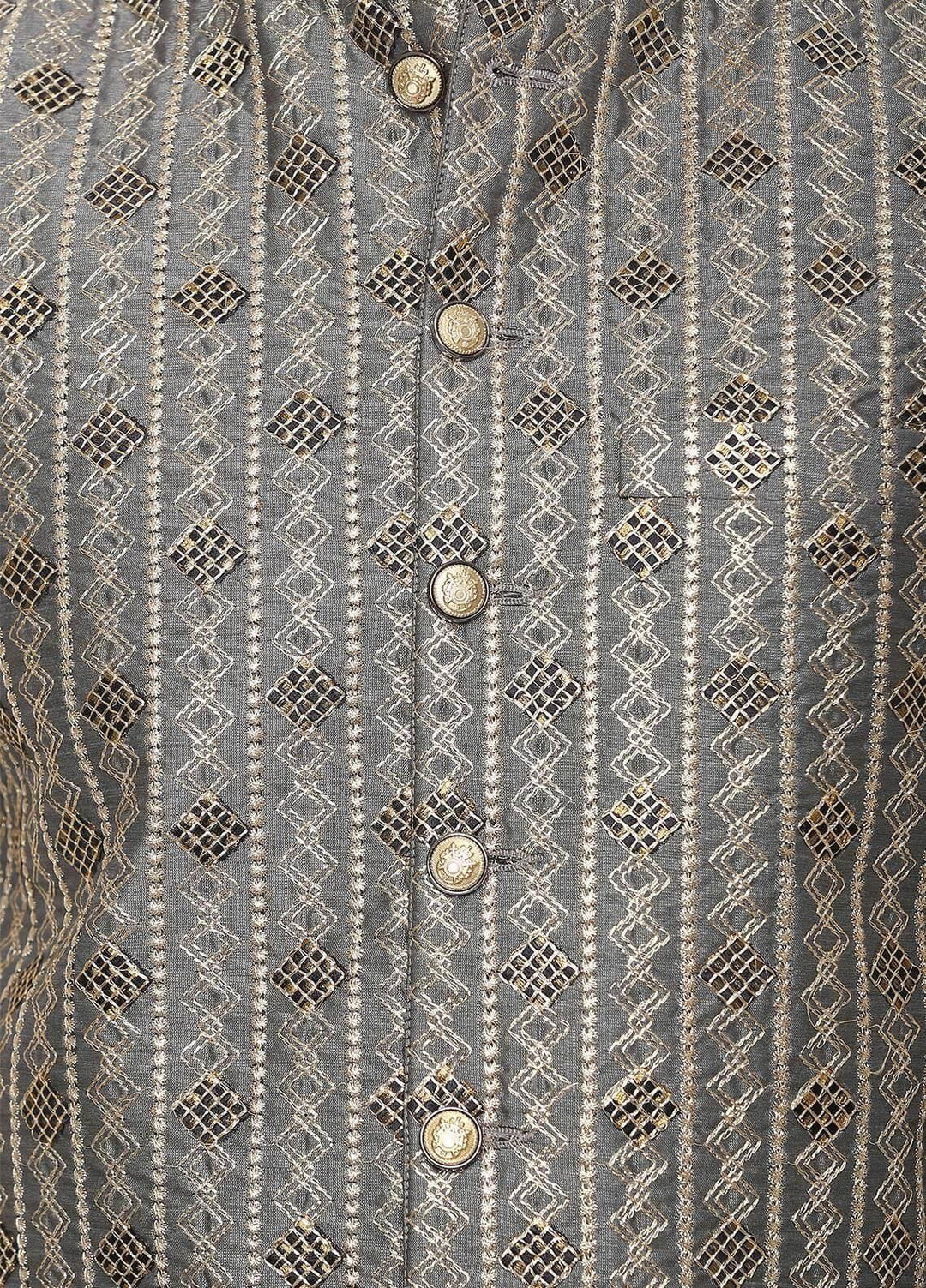 Real Image Jamawar  Men Waistcoats -  W-68 Grey