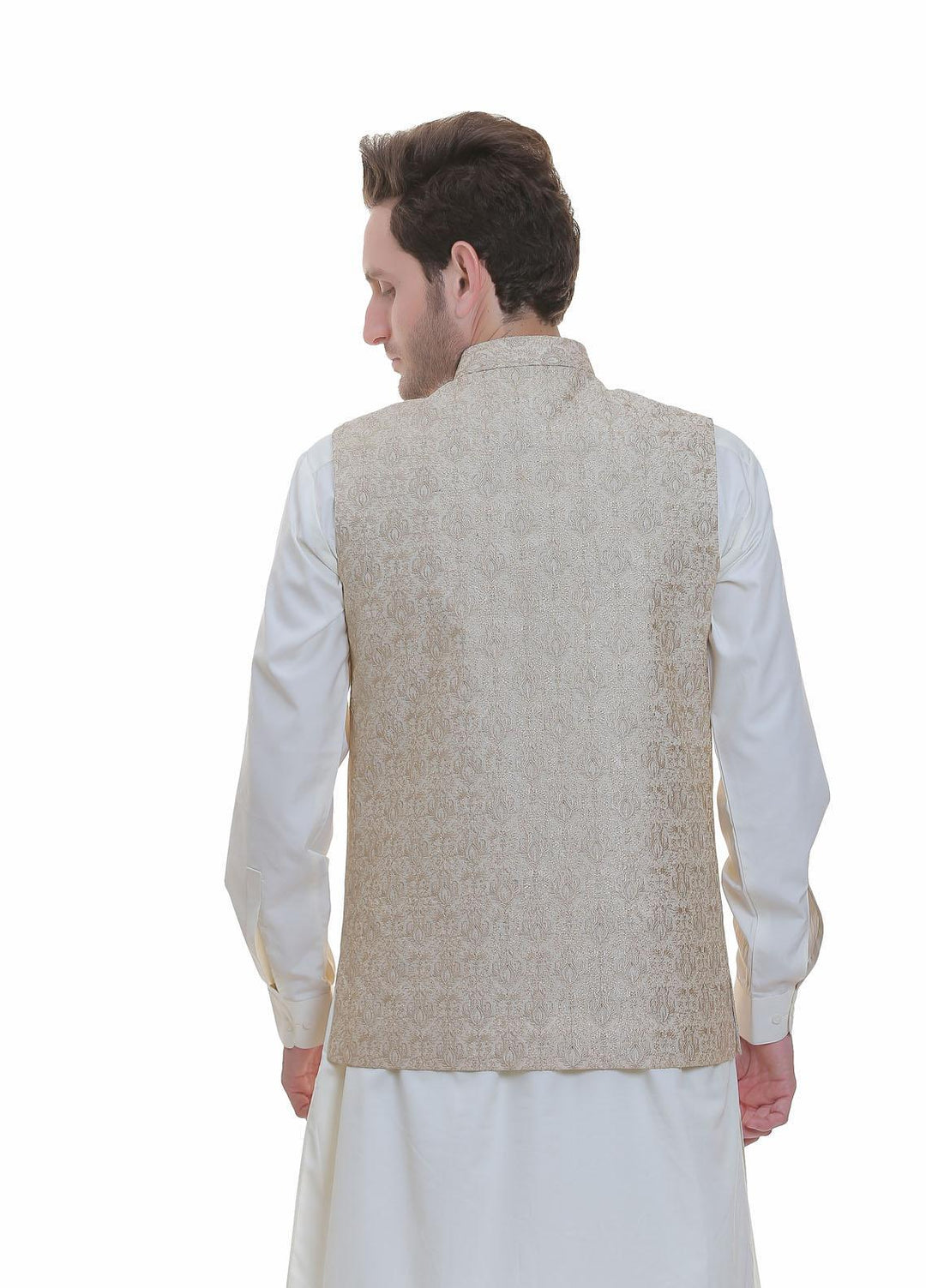 Real Image Jamawar  Men Waistcoats -  W-96 Gold