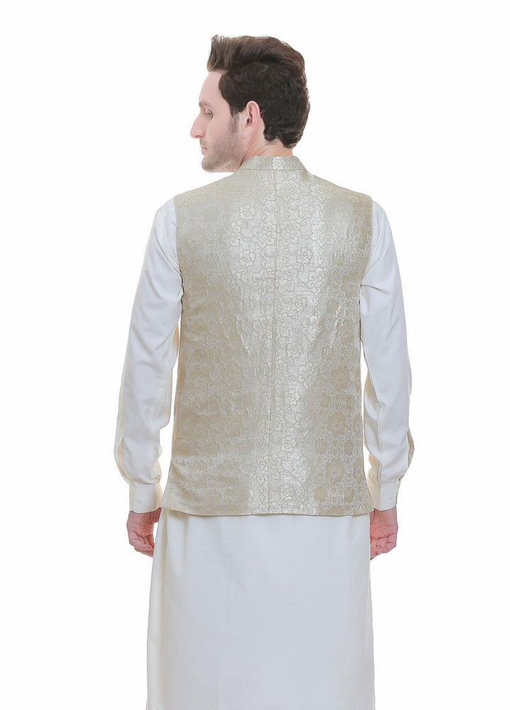 Real Image Jamawar  Men Waistcoats -  WP-91 Gold