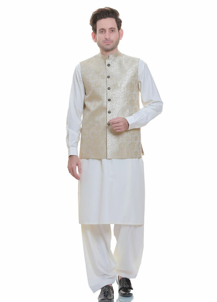 Real Image Jamawar  Men Waistcoats -  WP-91 Gold
