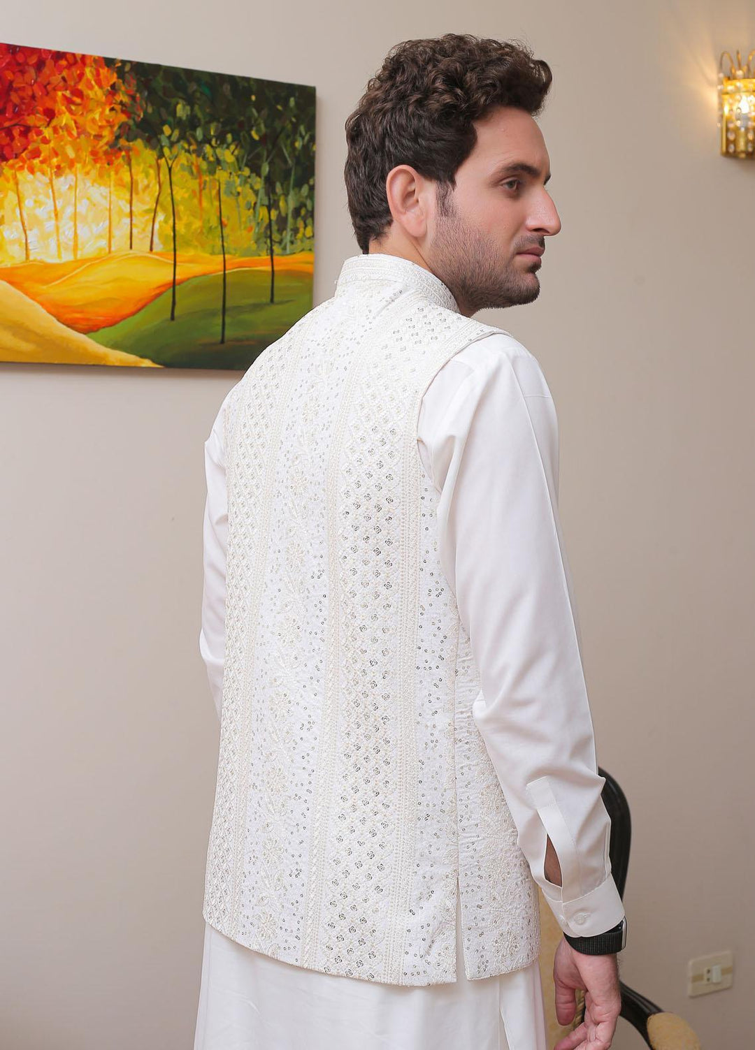 Real Image  Formal Waistcoat for Men -  W - 121 Off White