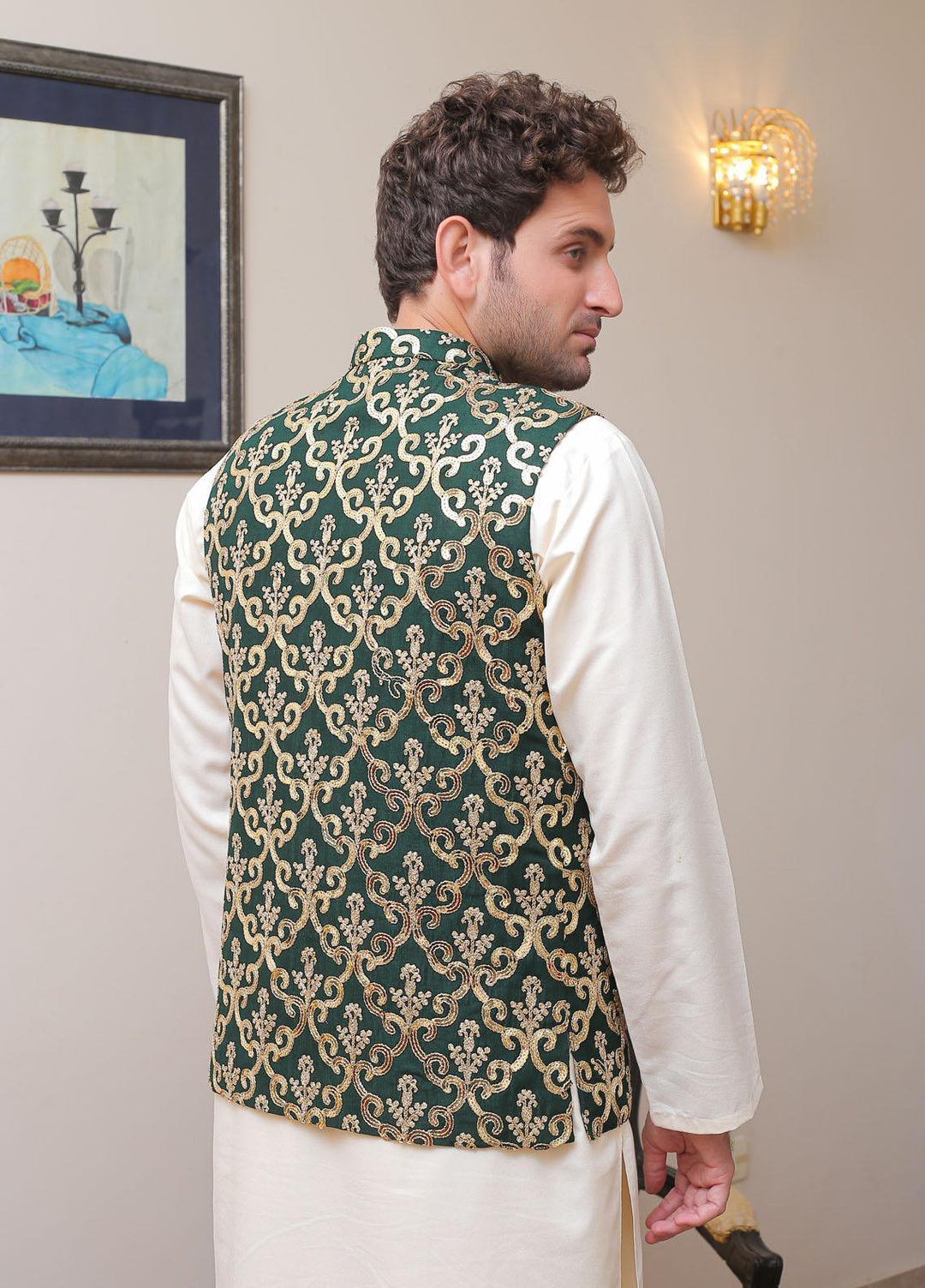 Real Image  Formal Waistcoat for Men -  W - 131 Green