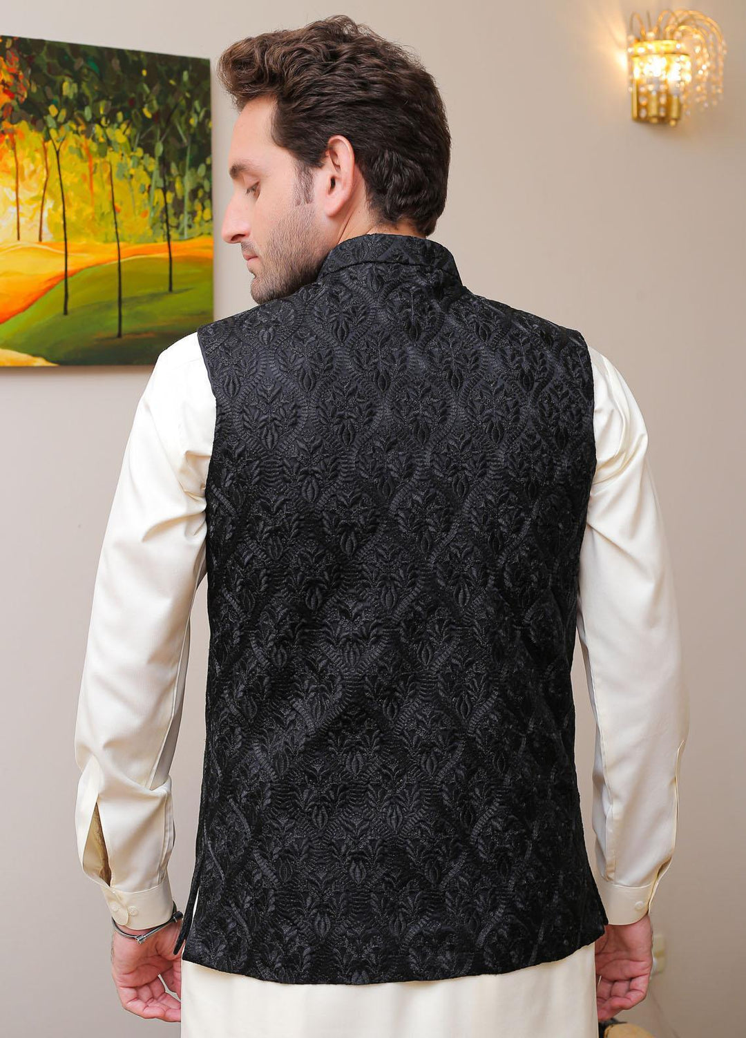 Real Image Silk Formal Waistcoat for Men -  OW - 003 Black