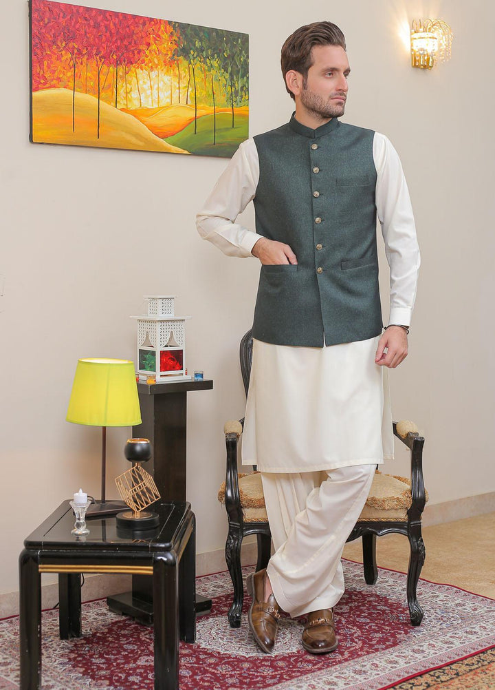 Real Image  Formal Waistcoat for Men -  WP - 115 Drk Green