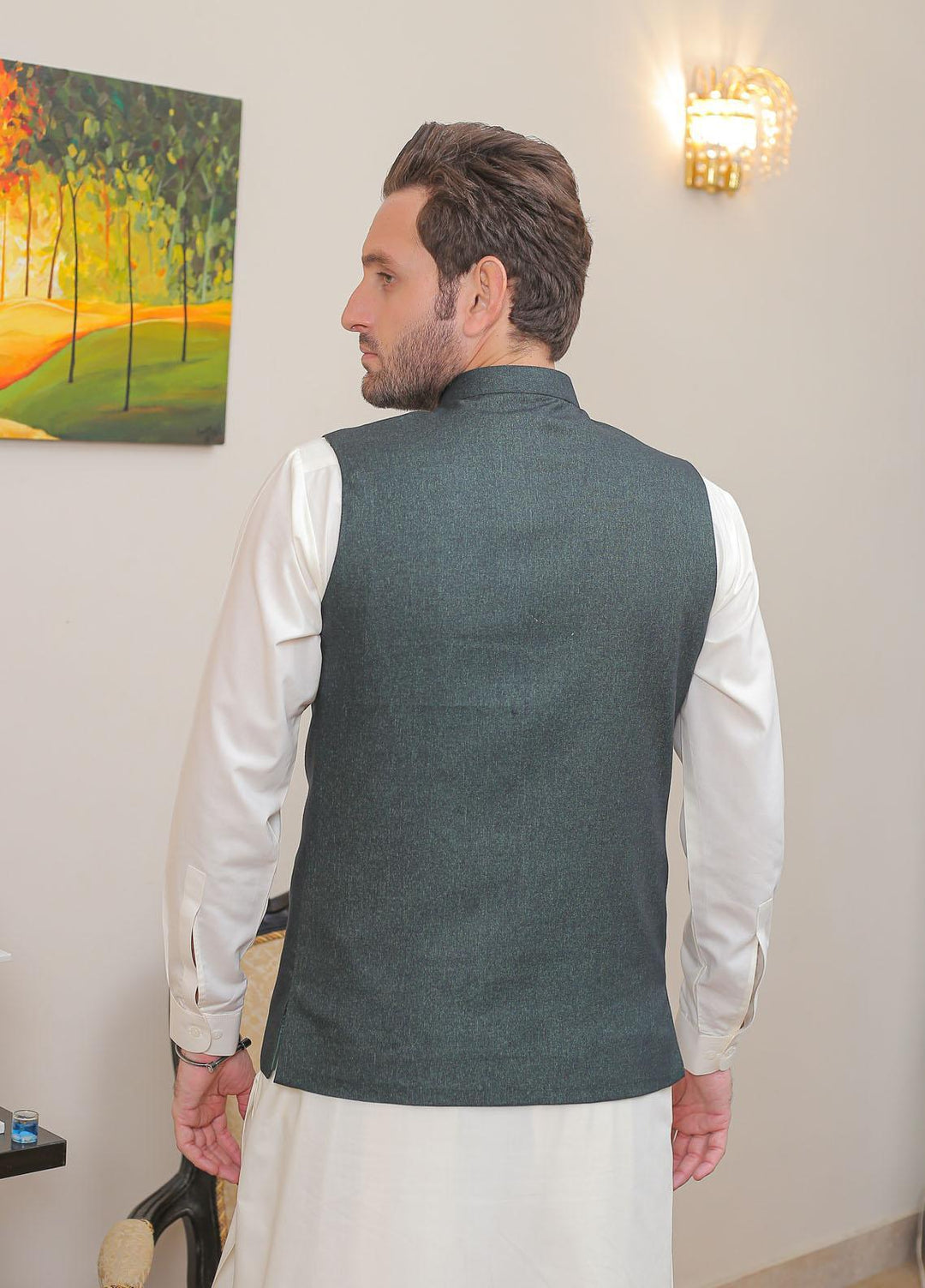 Real Image  Formal Waistcoat for Men -  WP - 115 Drk Green