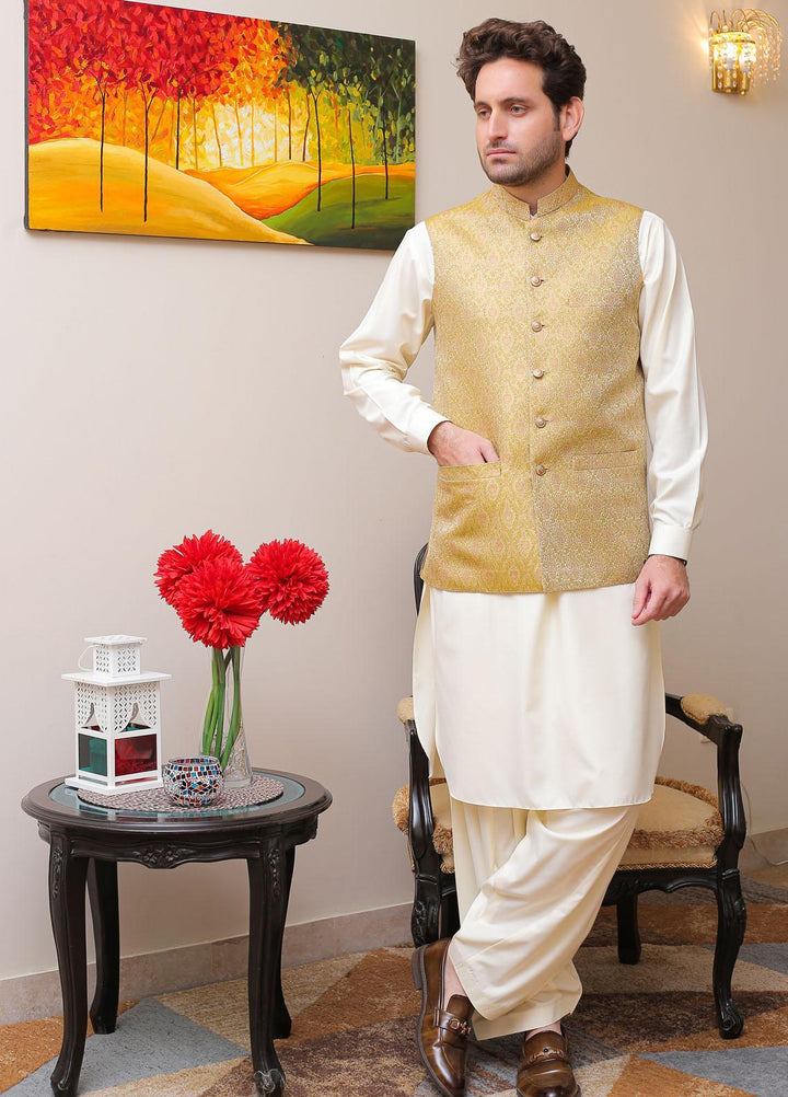 Real Image  Formal Waistcoat for Men -  WP - 120 Gold