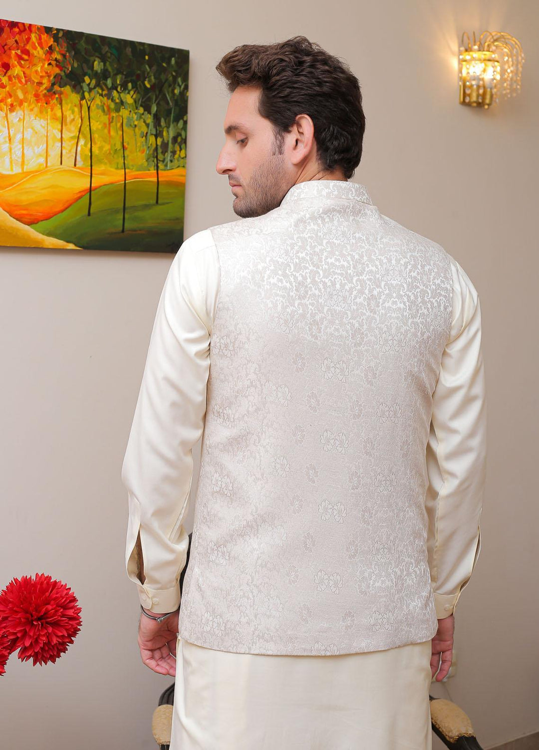 Real Image  Formal Waistcoat for Men -  WP - 142 Pearl Wht