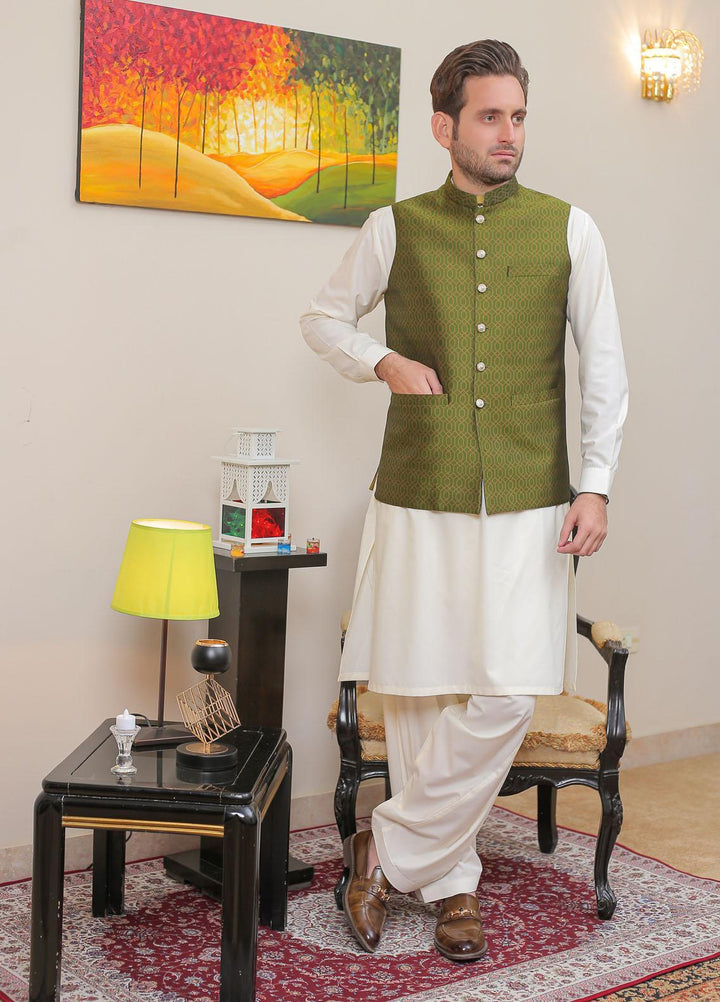 Real Image  Formal Waistcoat for Men -  WP - 151 Green