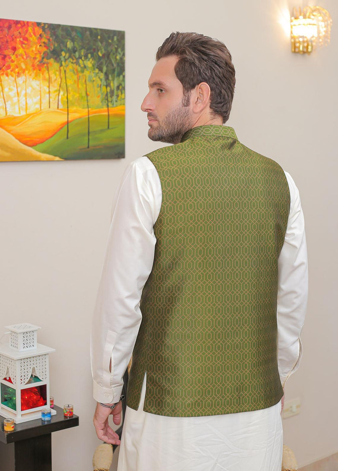 Real Image  Formal Waistcoat for Men -  WP - 151 Green