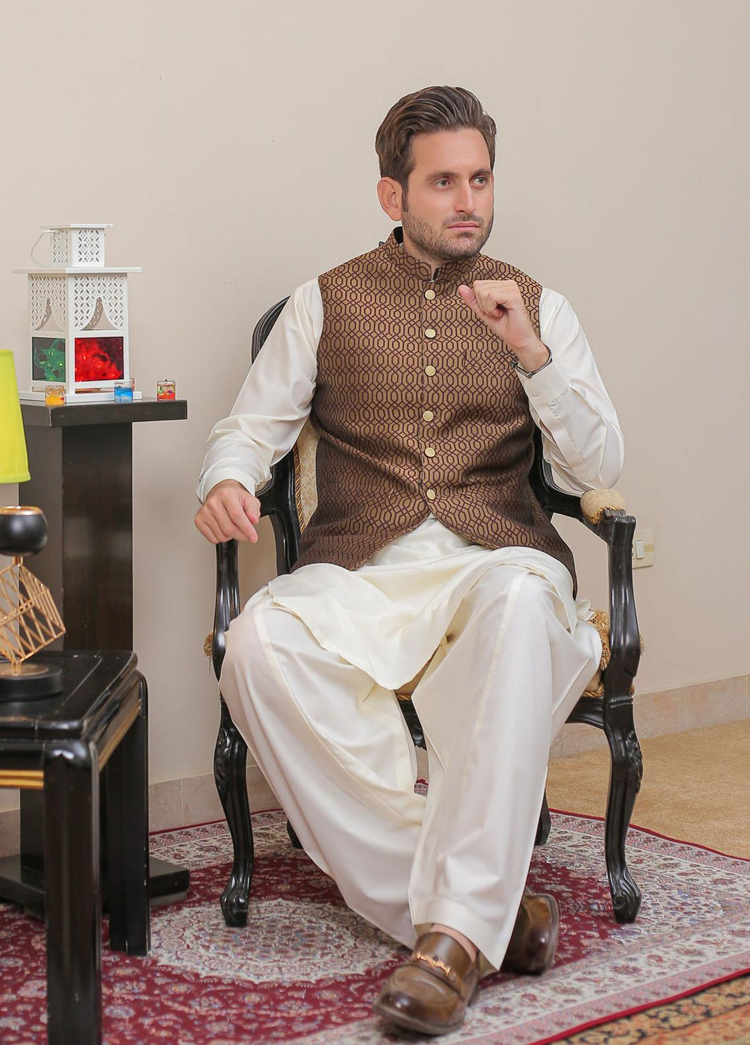 Real Image  Formal Waistcoat for Men -  WP - 152 Maroon Gold
