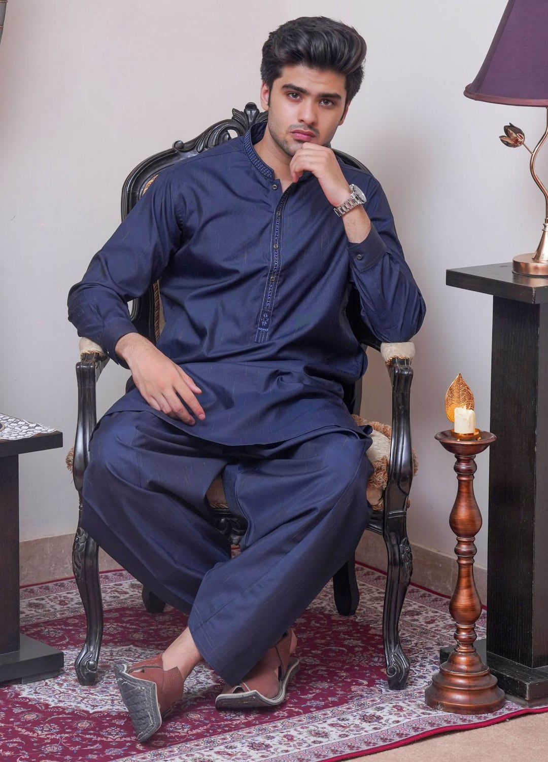 Real Image  Formal Kameez Shalwar for Men -  D-517 Blue