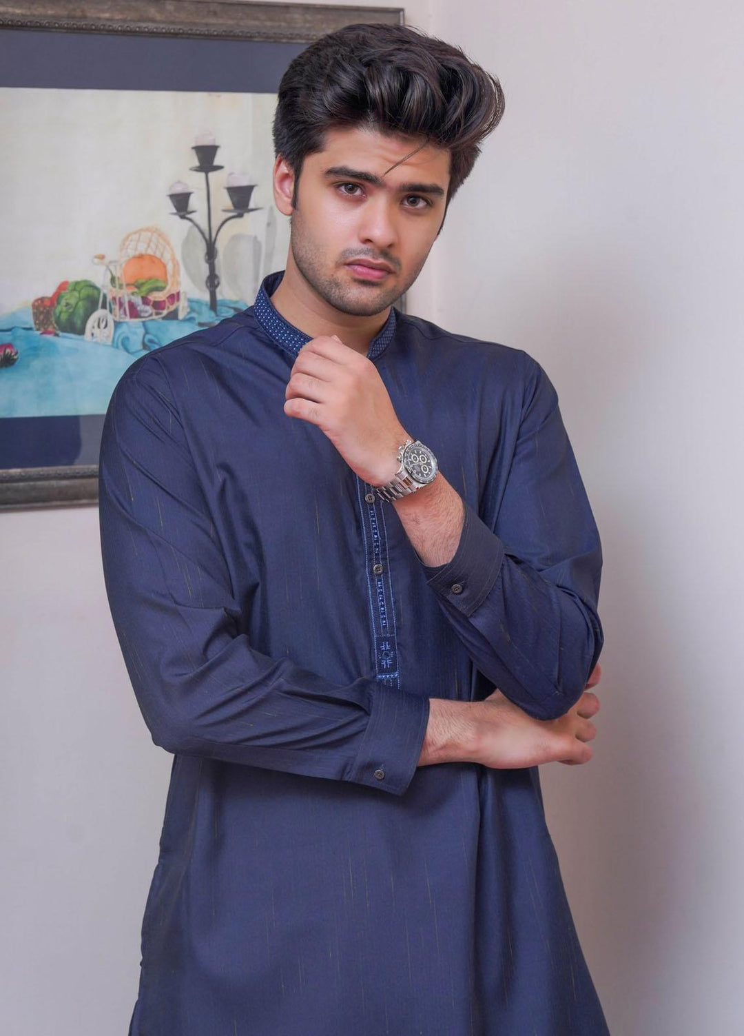 Real Image  Formal Kameez Shalwar for Men -  D-517 Blue