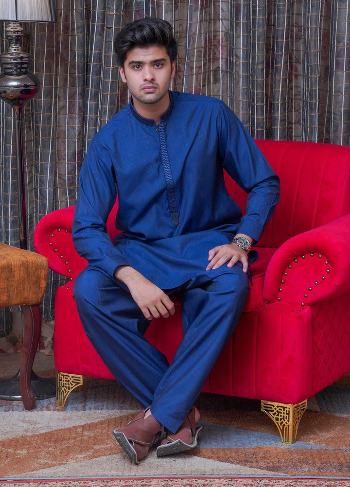 Real Image  Formal Kameez Shalwar for Men -  D-518 Blue