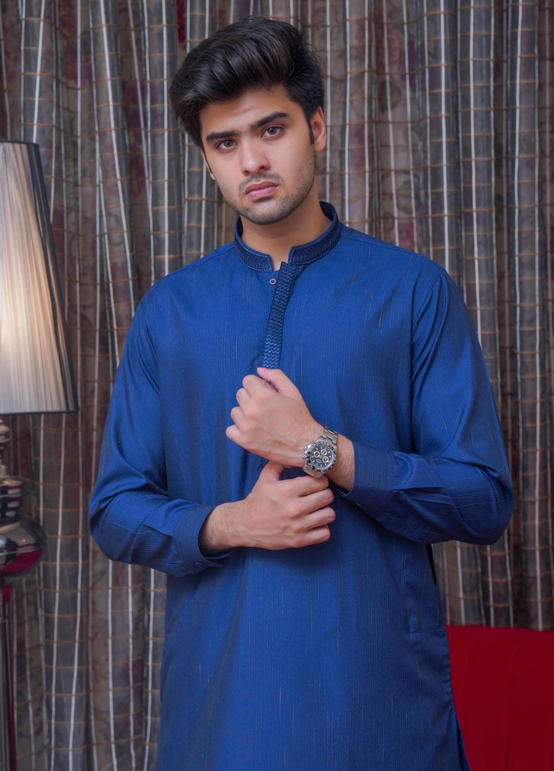 Real Image  Formal Kameez Shalwar for Men -  D-518 Blue