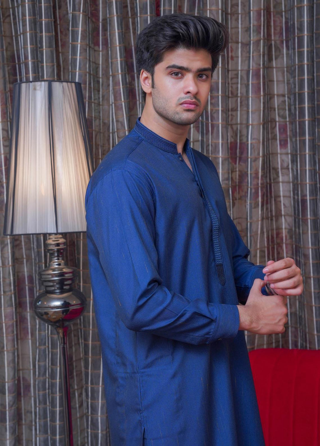 Real Image  Formal Kameez Shalwar for Men -  D-518 Blue