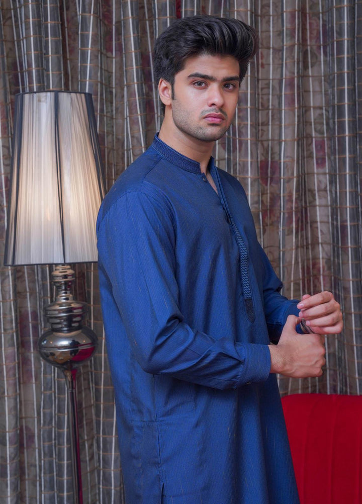 Real Image  Formal Kameez Shalwar for Men -  D-518 Blue