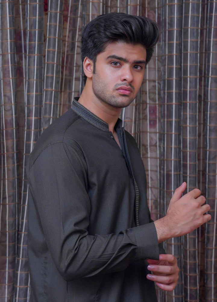 Real Image  Formal Kameez Shalwar for Men -  D-518 Green