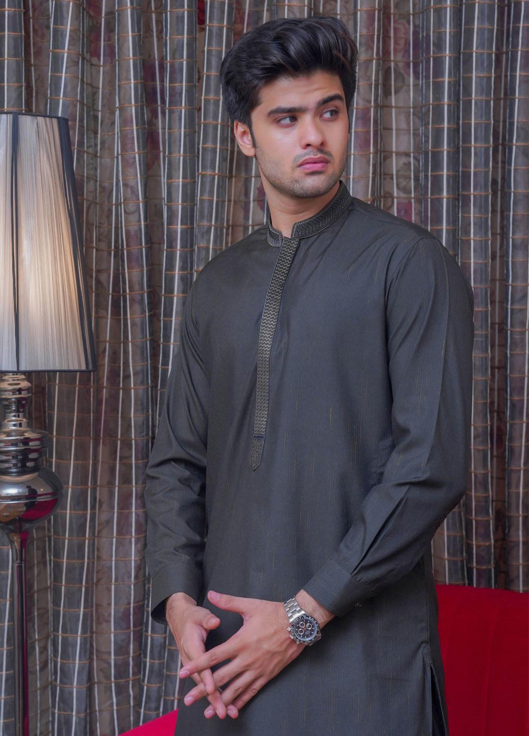 Real Image  Formal Kameez Shalwar for Men -  D-518 Green