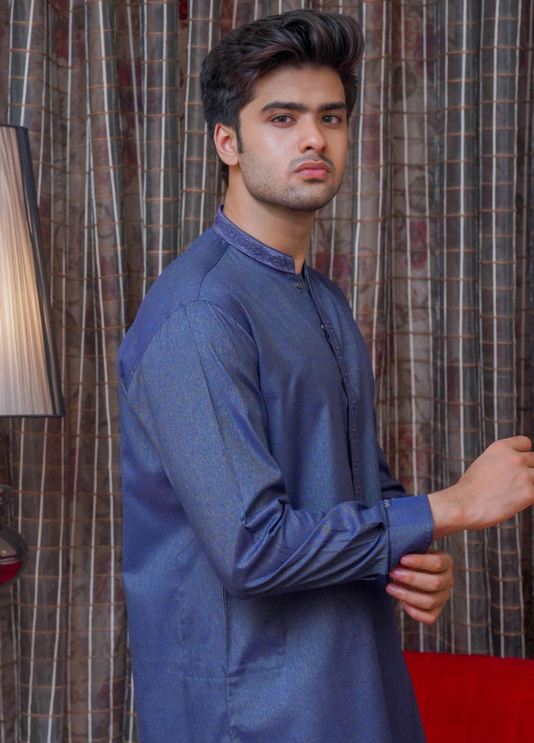 Real Image  Formal Kameez Shalwar for Men -  D-519 Blue