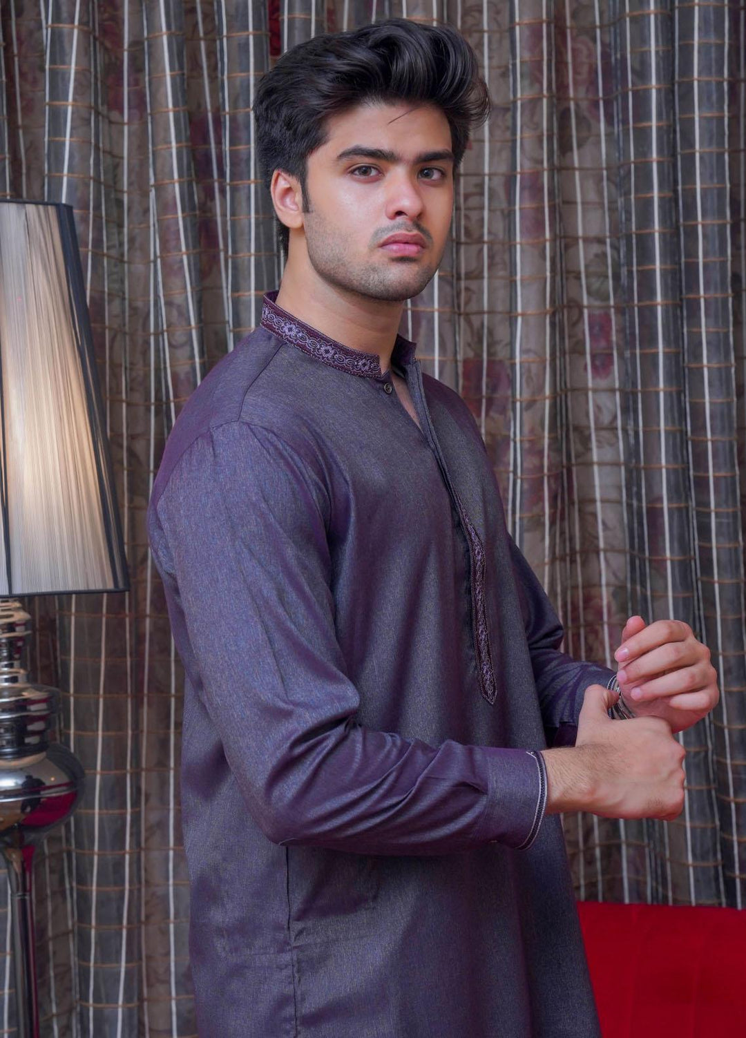 Real Image  Formal Kameez Shalwar for Men -  D-519 Purple