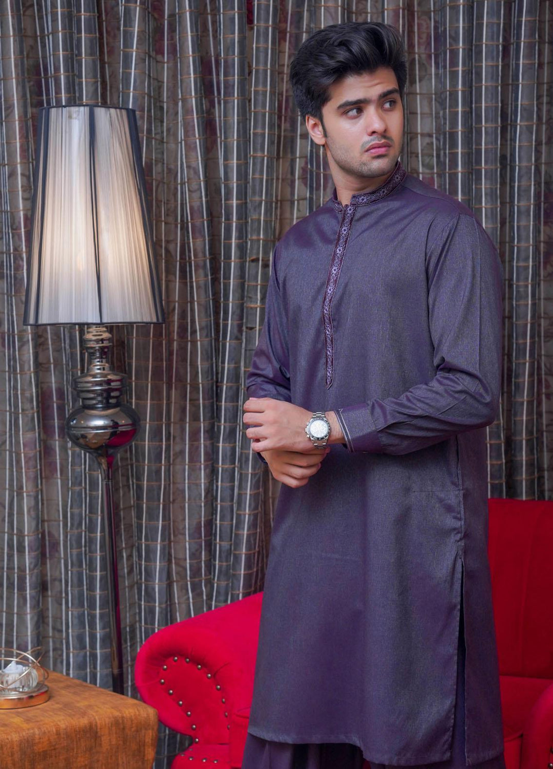 Real Image  Formal Kameez Shalwar for Men -  D-519 Purple