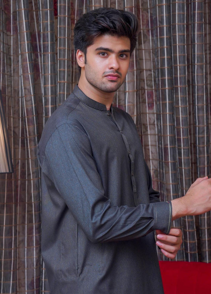 Real Image  Formal Kameez Shalwar for Men -  D-520 Grey Multi