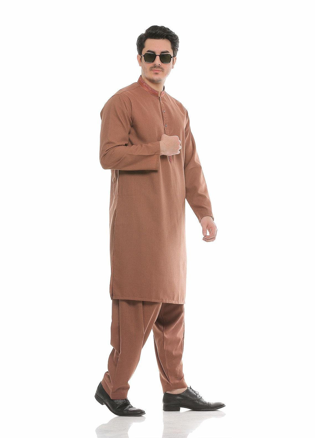 Real Image Wash N Wear Formal Kameez Shalwar for Men -  D-469 Rust