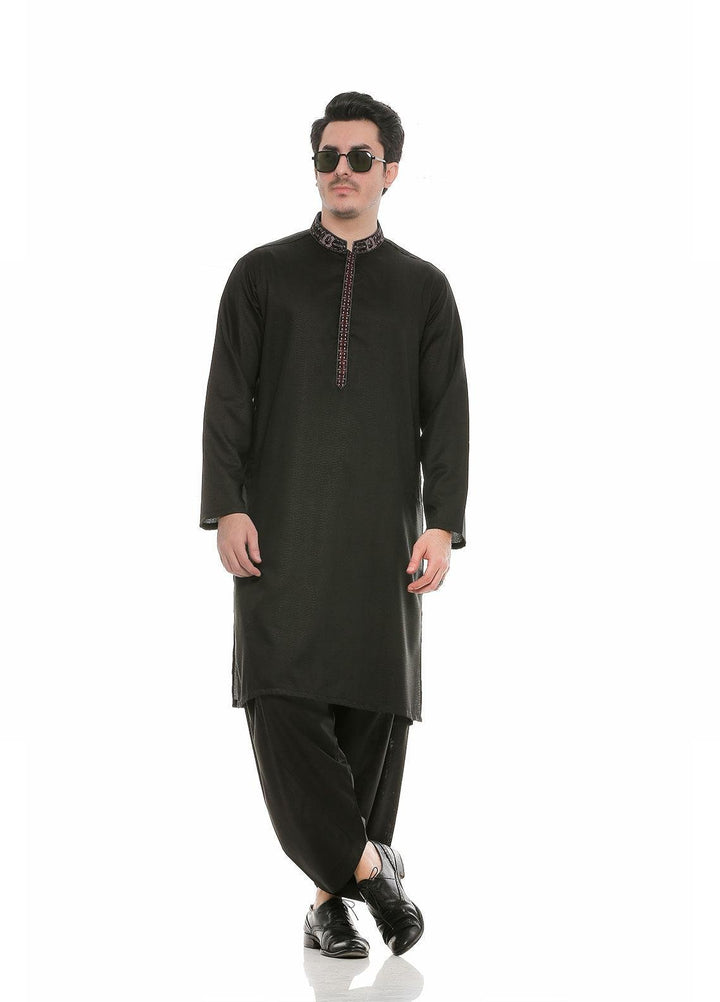 Real Image Wash N Wear Formal Men Kameez Shalwar -  D-475 Black